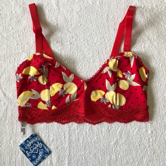 Free People Other - Free People Mari Printed Bralette Lemons Cherry Combo New Medium